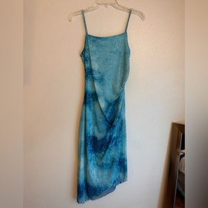 Asymmetrical tie-dye blue dress